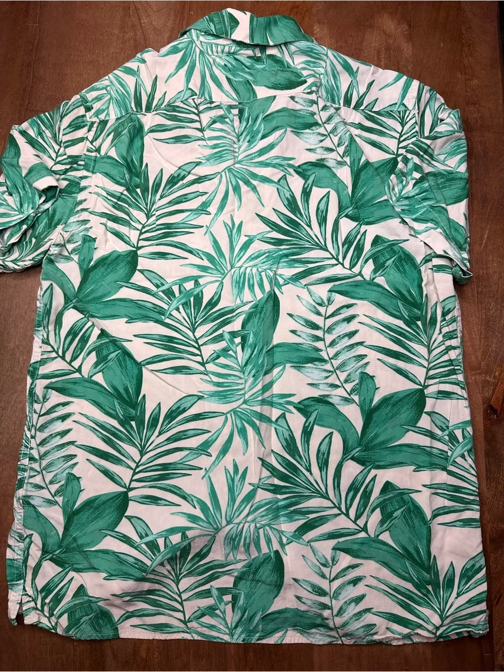 Banana Republic White Shirt with Green Tropical Leaf Print
